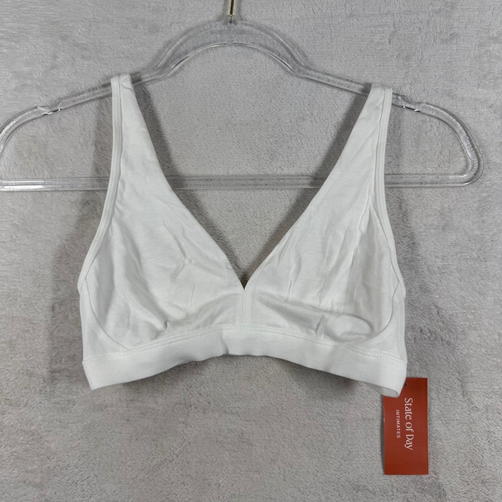 State of Day Intimates Cotton Modal Bralette Bright White 100180226 XS NEW